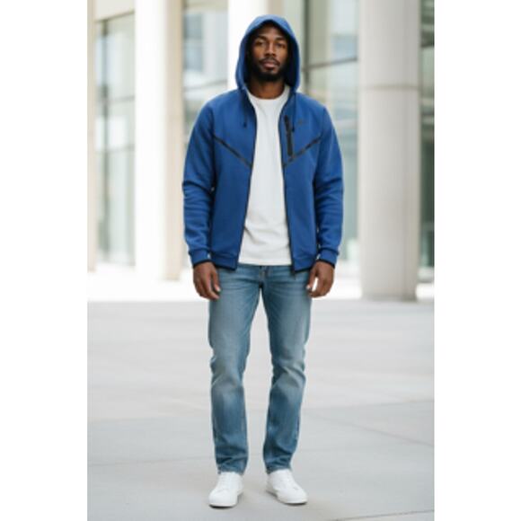 Nike Tech Fleece Full Zip Hoodie Blue - X Large - Picture 3 of 4